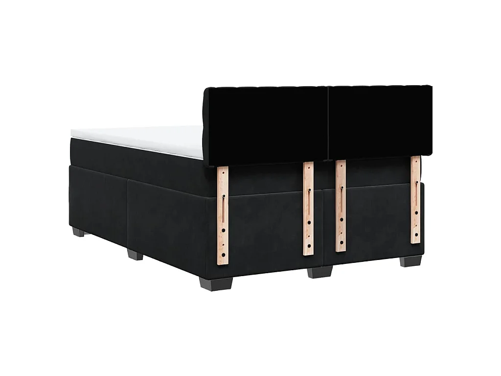 Cama box spring con colchón terciopelo negro 140x200 cm