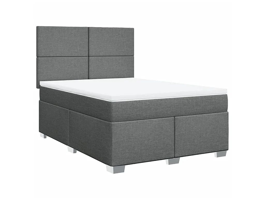 Boxspringbett mit Matratze Dunkelgrau 140x190 cm Stoff