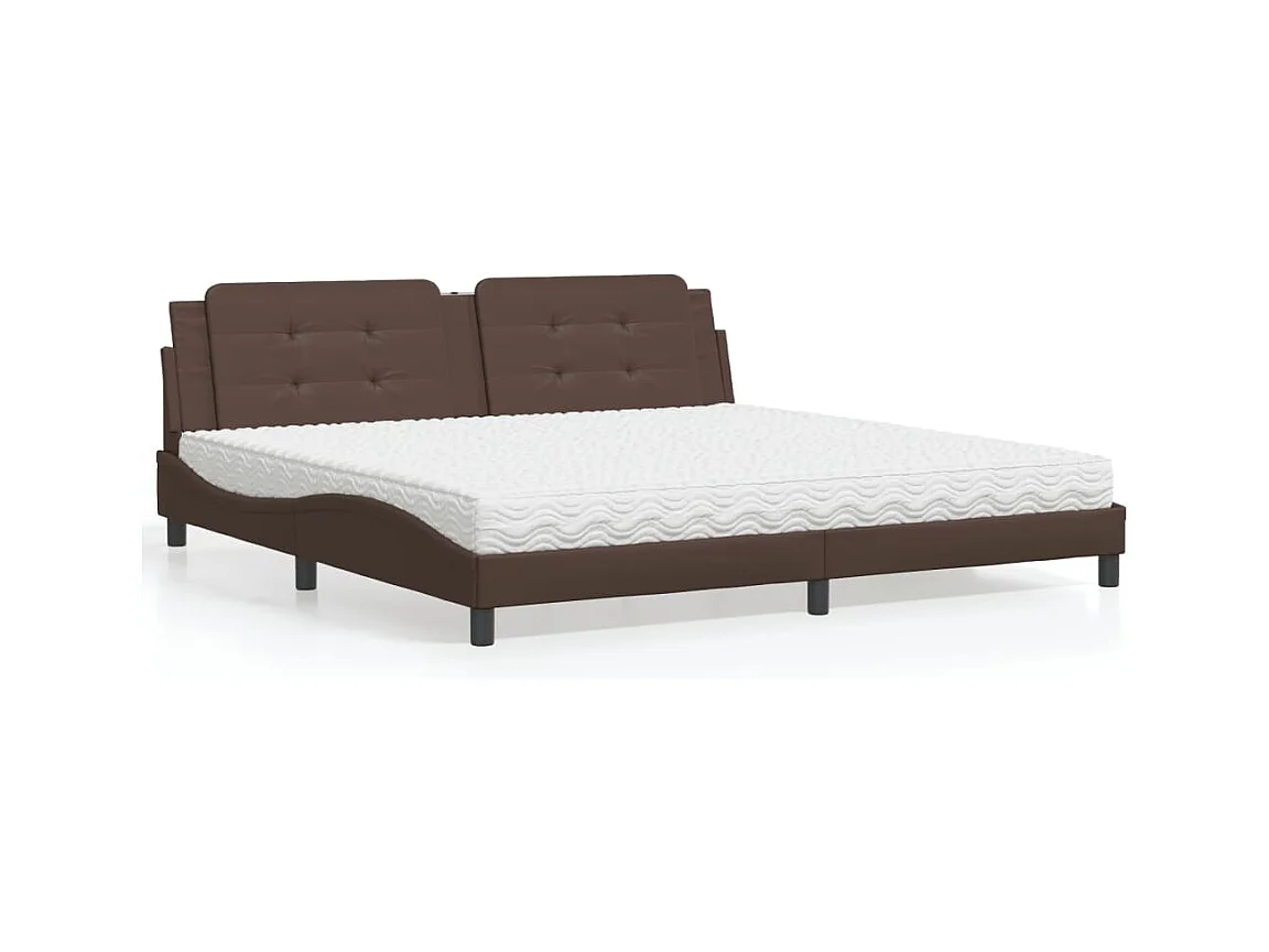 Bett mit Matratze "Zadar" Braun 200x200 cm Kunstleder