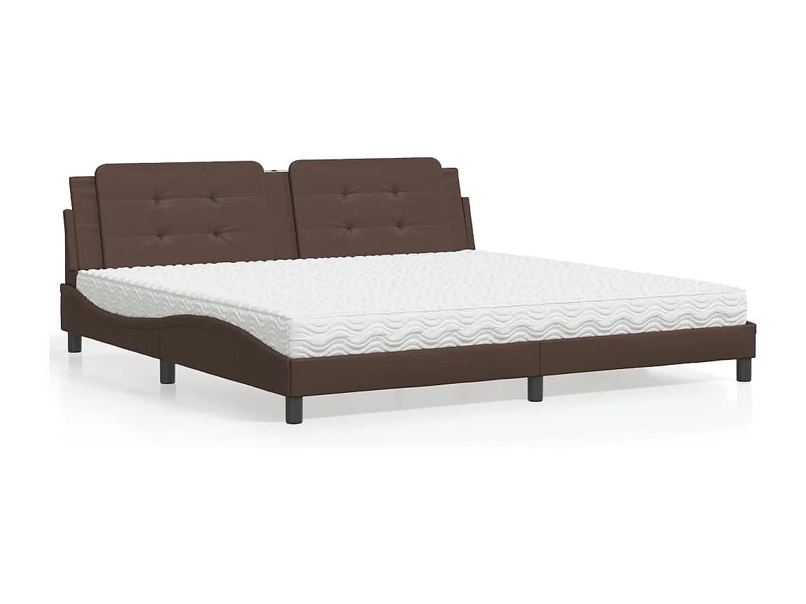 Lit avec matelas Zadar marron 200x200 cm similicuir