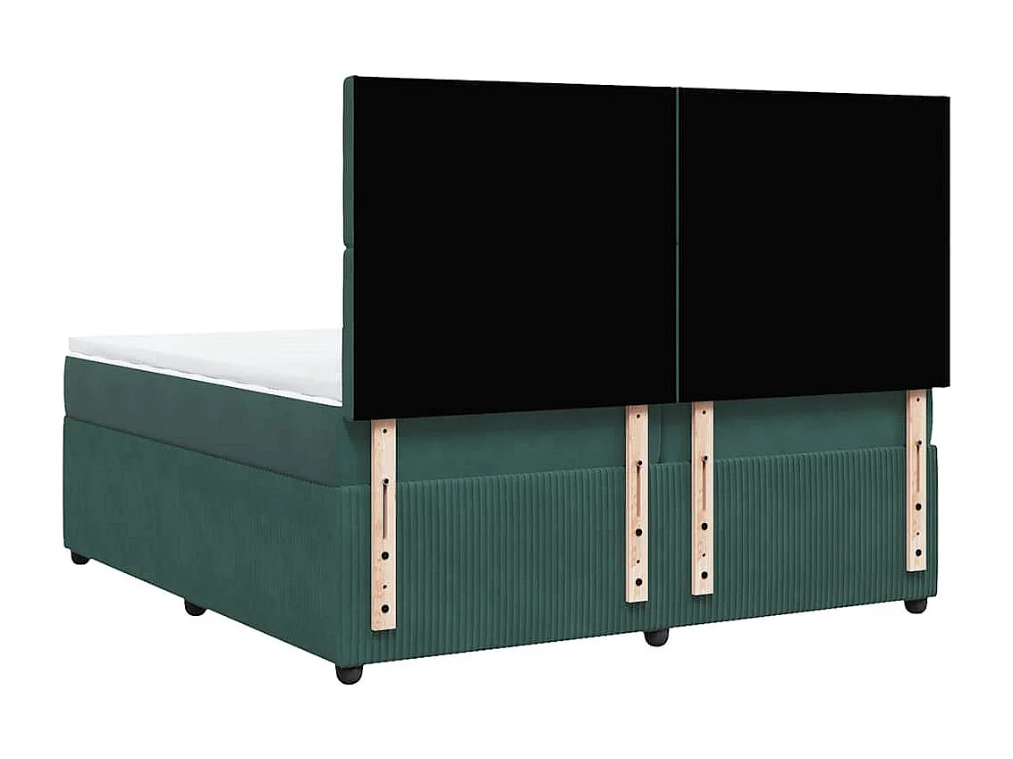 Cama box spring con colchón terciopelo verde oscuro 200x200 cm