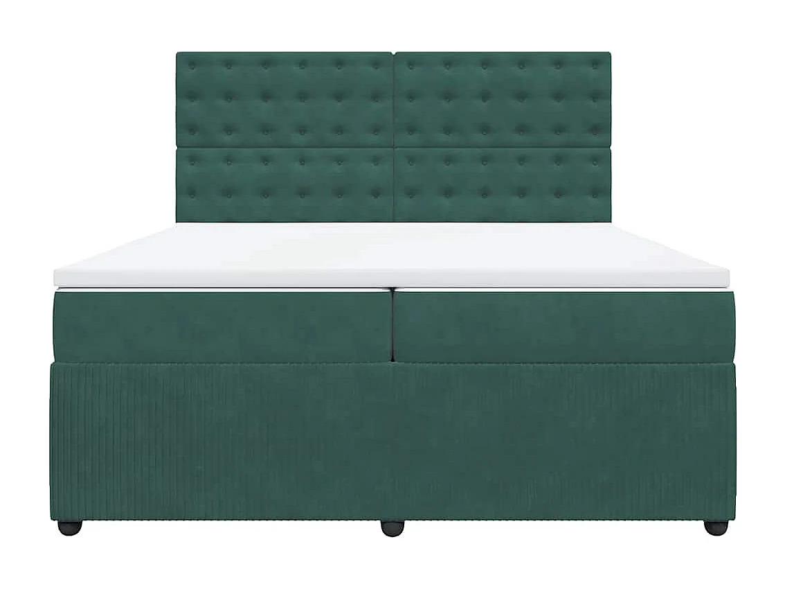 Sommier à lattes de lit et matelas Vert foncé 200x200cm Velours