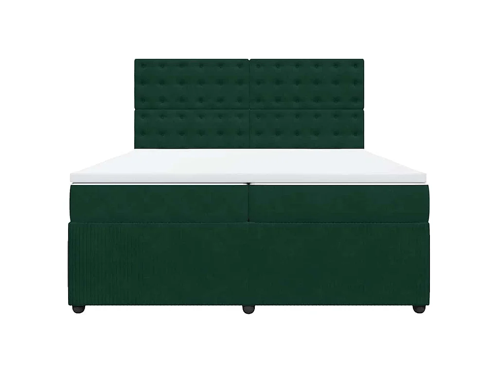 Boxspringbett mit Matratze Dunkelgrün 200x200 cm Samt