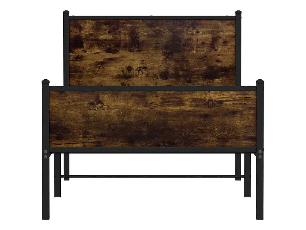 Cadre de lit en métal sans matelas chêne fumé 90x190 cm