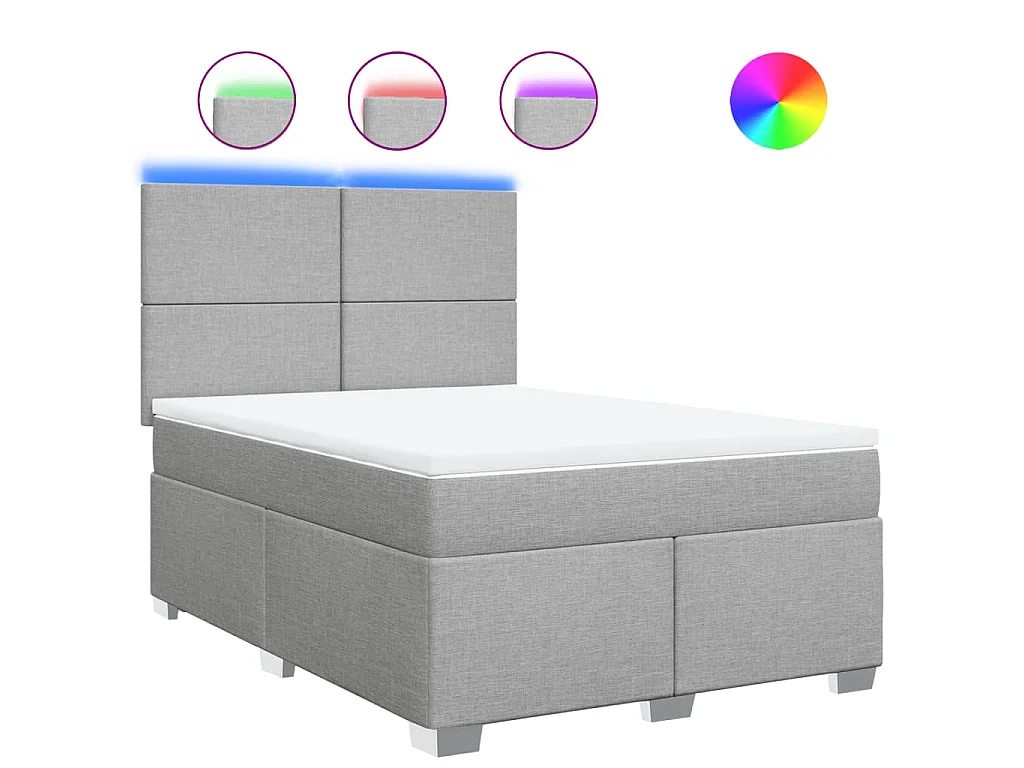 Sommier à lattes de lit avec matelas Gris clair 140x190cm Tissu