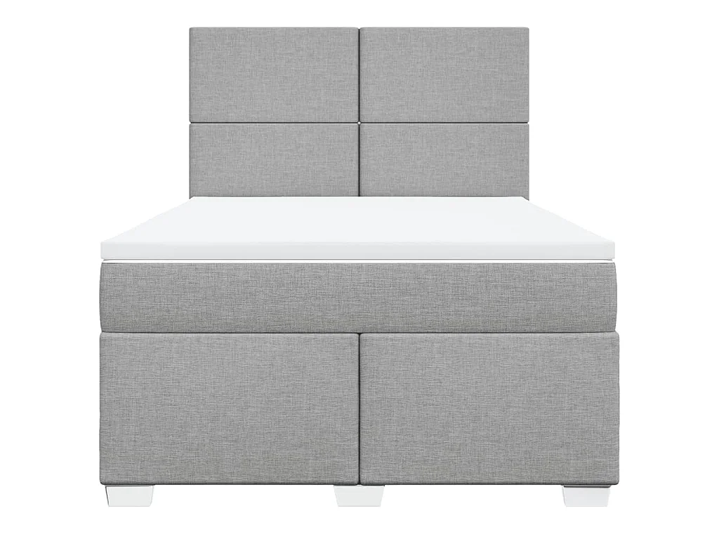Sommier à lattes de lit avec matelas Gris clair 140x190cm Tissu