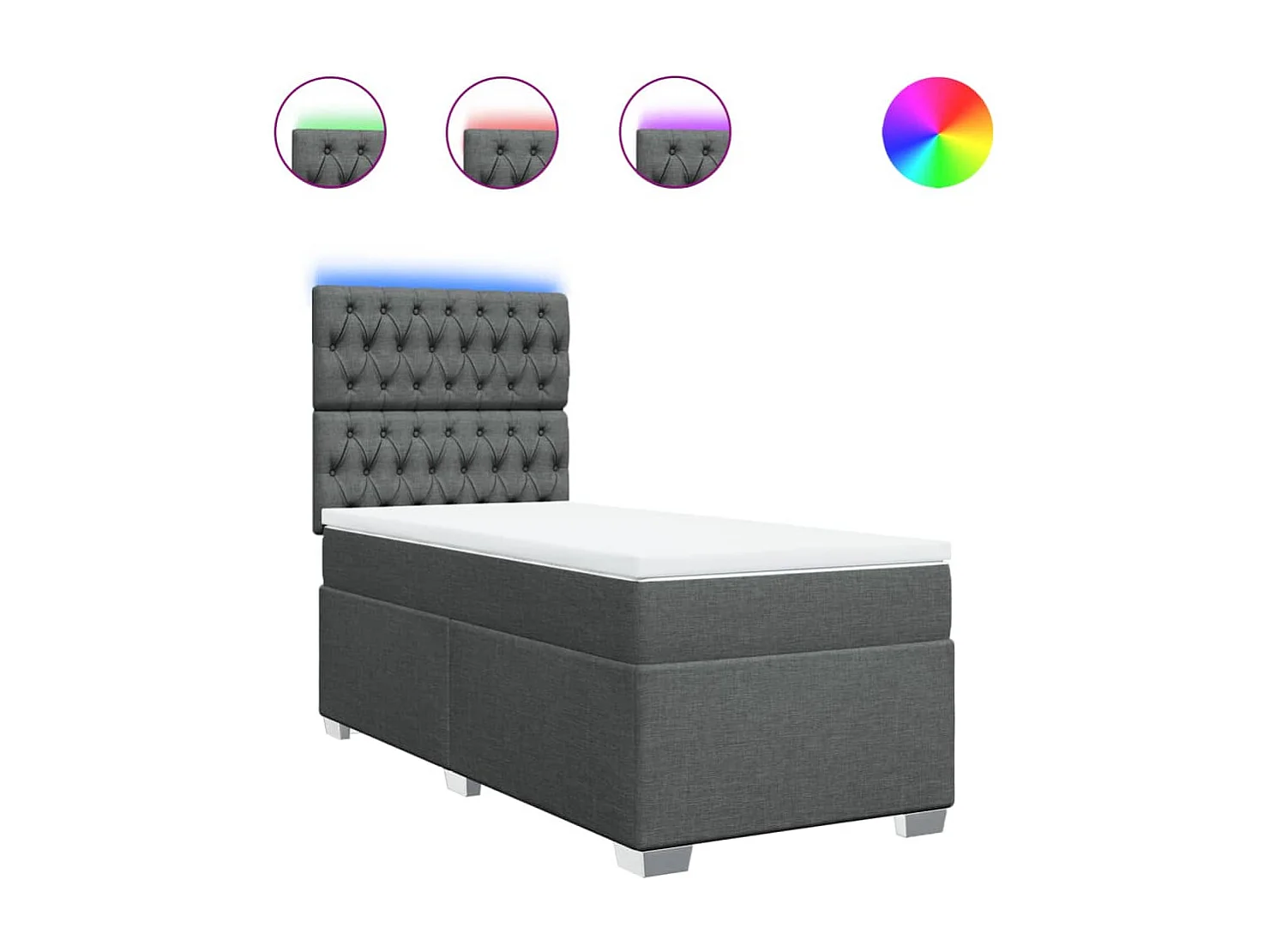 Boxspringbett mit Matratze Dunkelgrau 80x200 cm Stoff