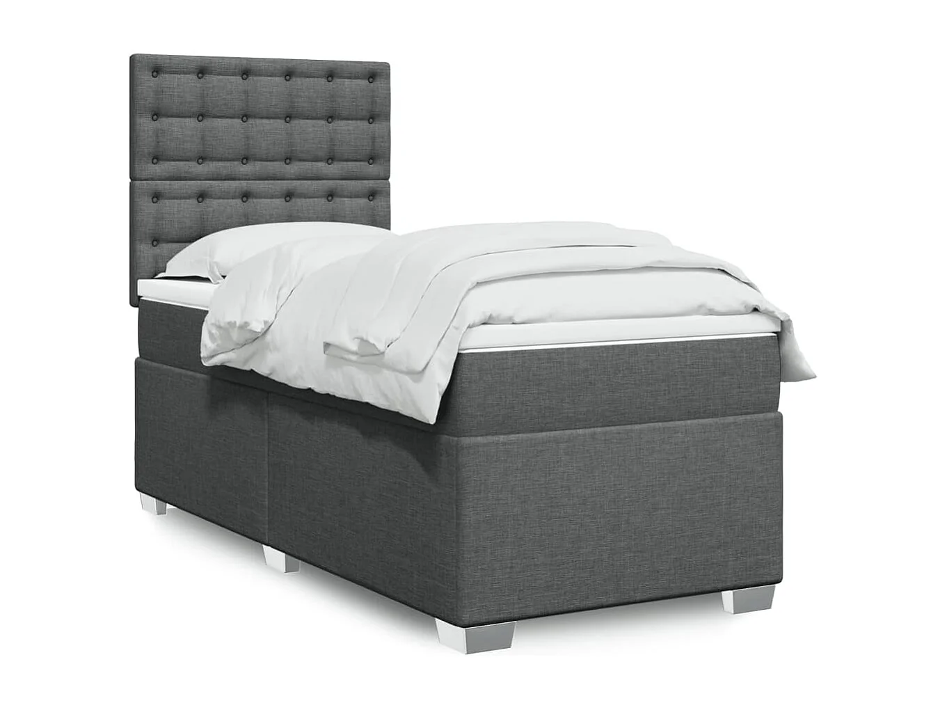 Sommier à lattes de lit et matelas Gris foncé 90x190 cm Tissu
