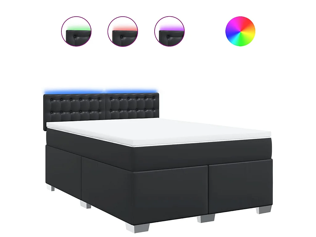 Boxspring met matras kunstleer zwart 140x200 cm