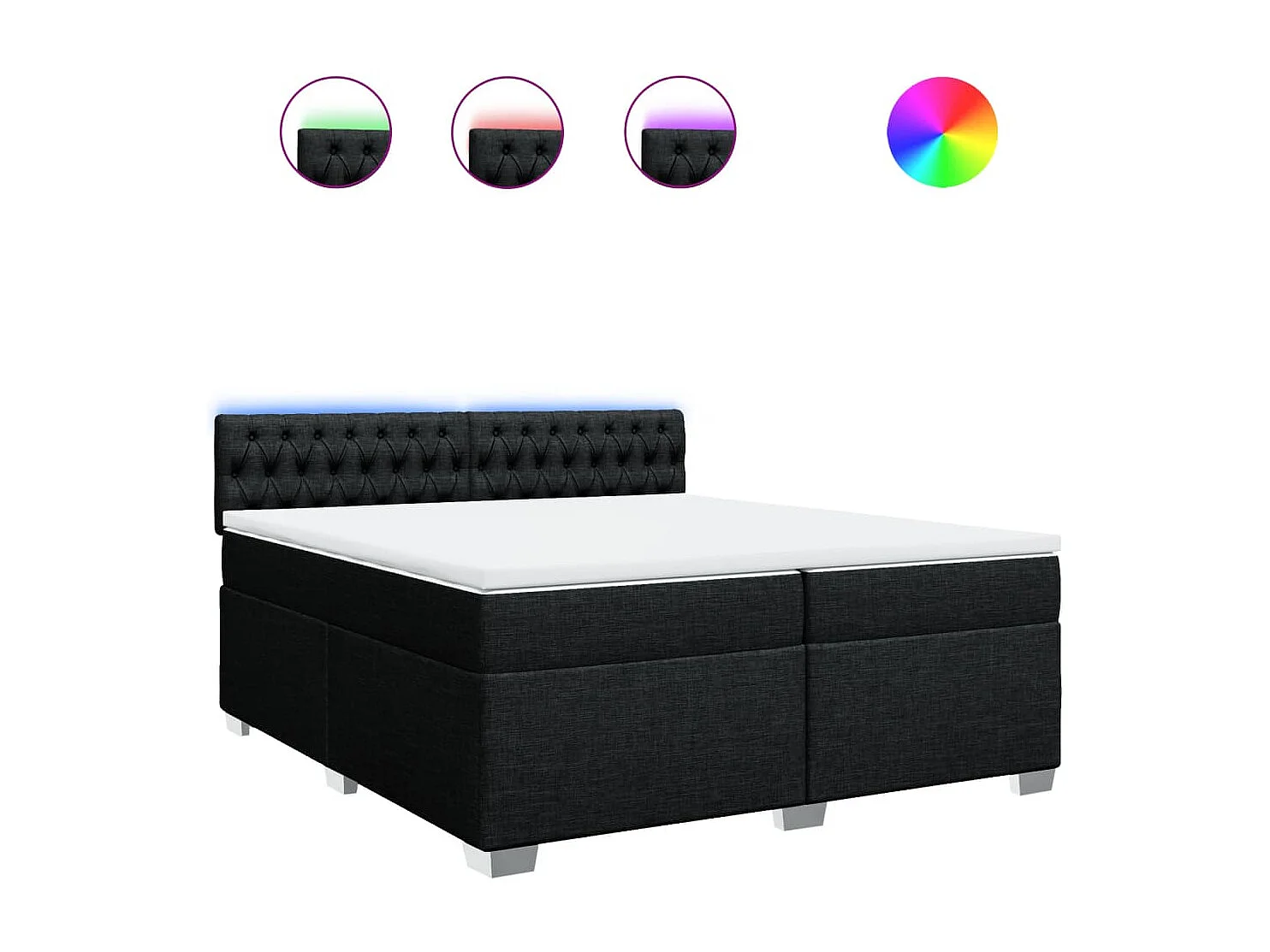 Sommier à lattes de lit avec matelas Noir 200x200 cm Tissu