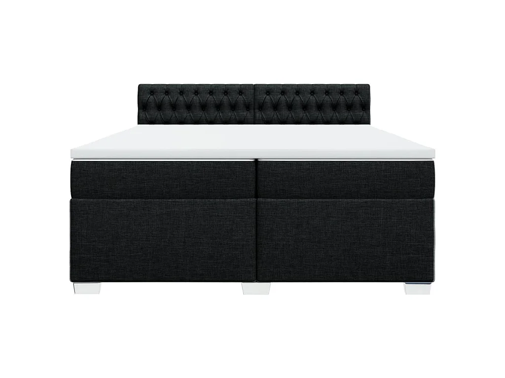 Cama com molas/colchão 200x200 cm tecido preto