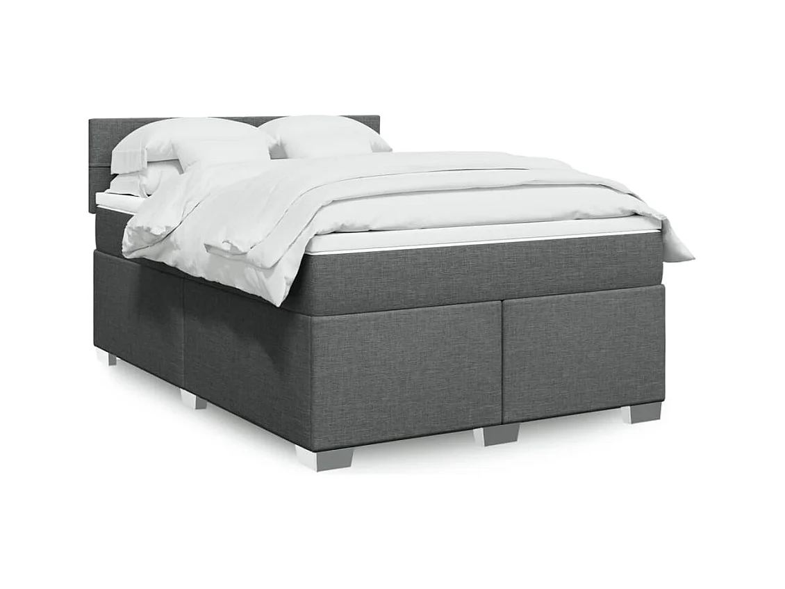 Sommier à lattes de lit avec matelas Gris foncé 160x200cm Tissu
