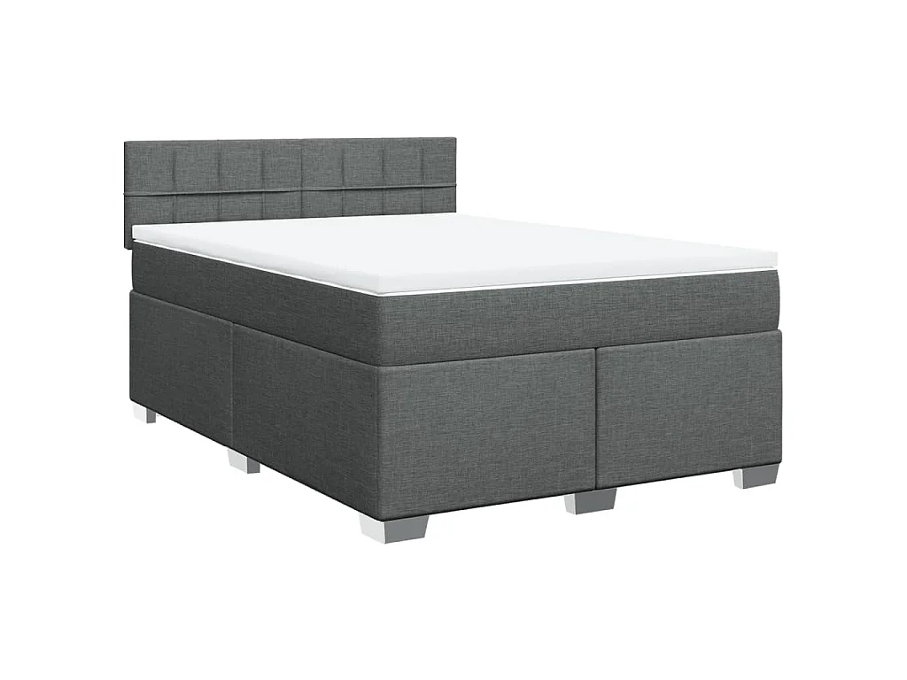 Sommier à lattes de lit avec matelas Gris foncé 160x200cm Tissu