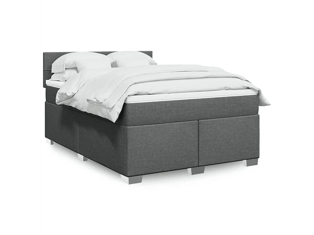 Sommier à lattes de lit avec matelas Gris foncé 160x200cm Tissu