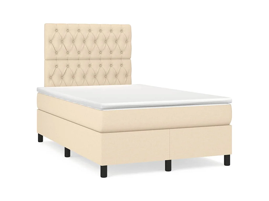 Boxspring met matras en LED stof crèmekleurig 120x190 cm