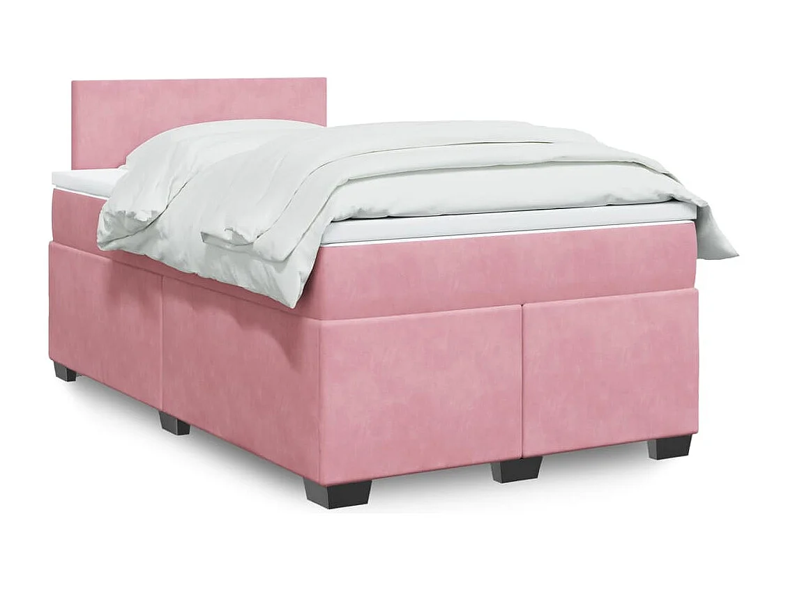 Boxspring met matras fluweel roze 120x200 cm