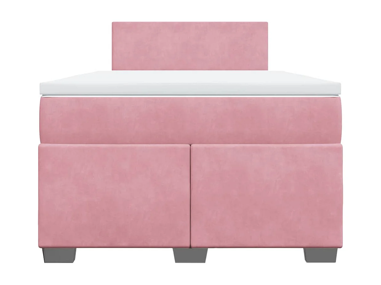 Boxspring met matras fluweel roze 120x200 cm