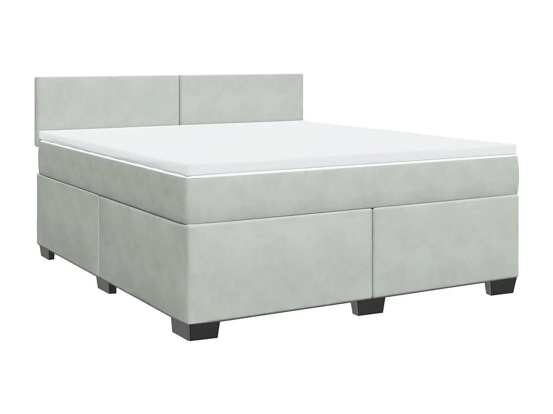 Cama box spring con colchón terciopelo gris claro 180x200 cm