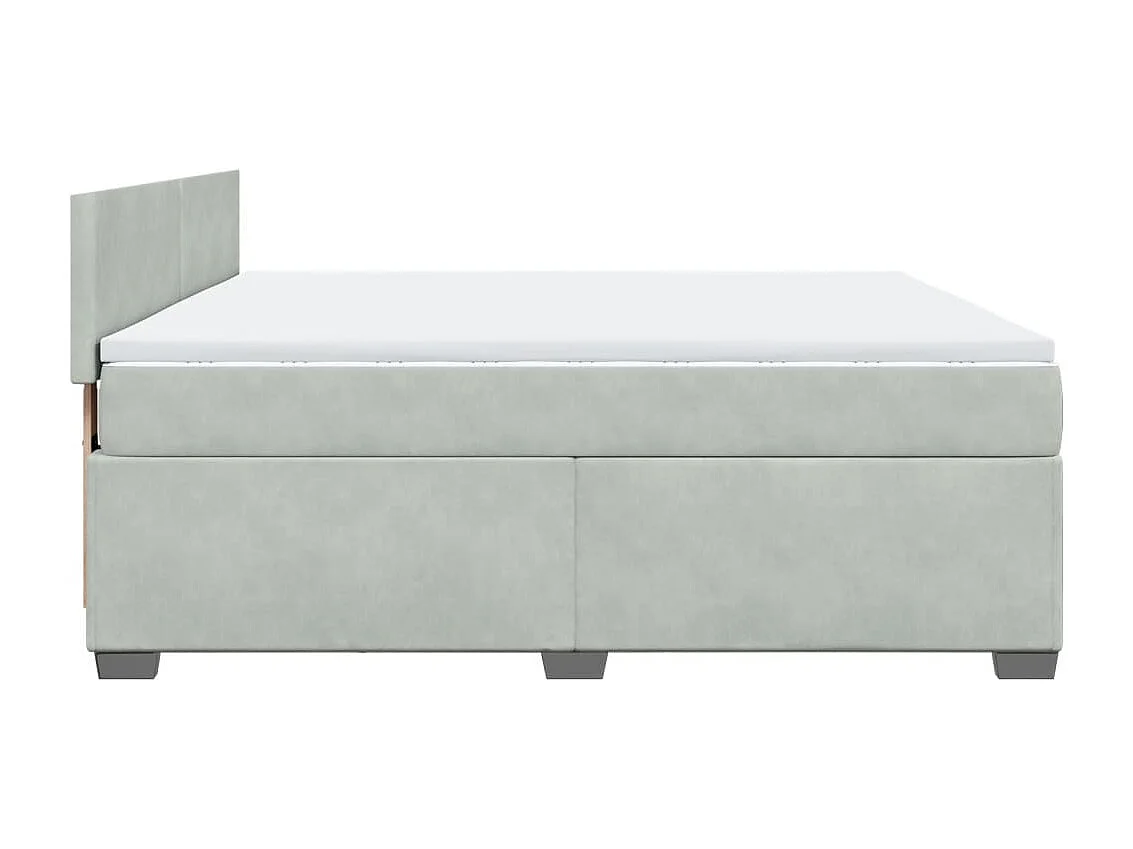 Cama box spring con colchón terciopelo gris claro 180x200 cm