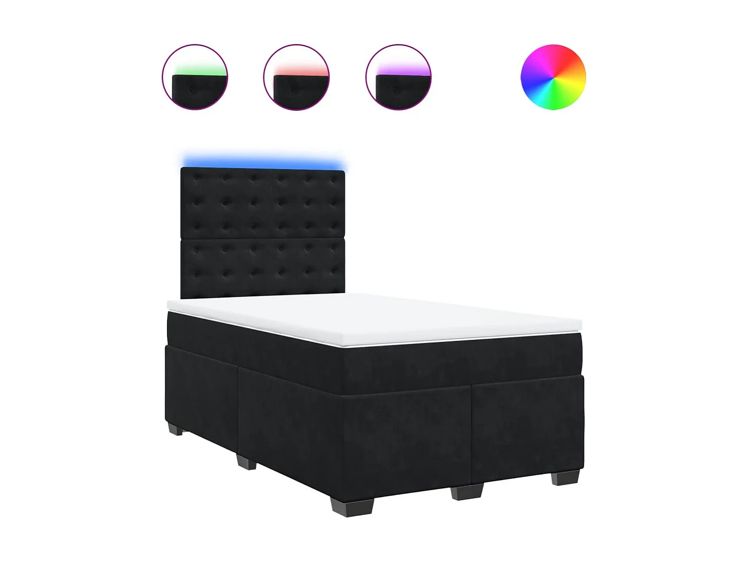 Cama box spring con colchón terciopelo negro 120x190 cm