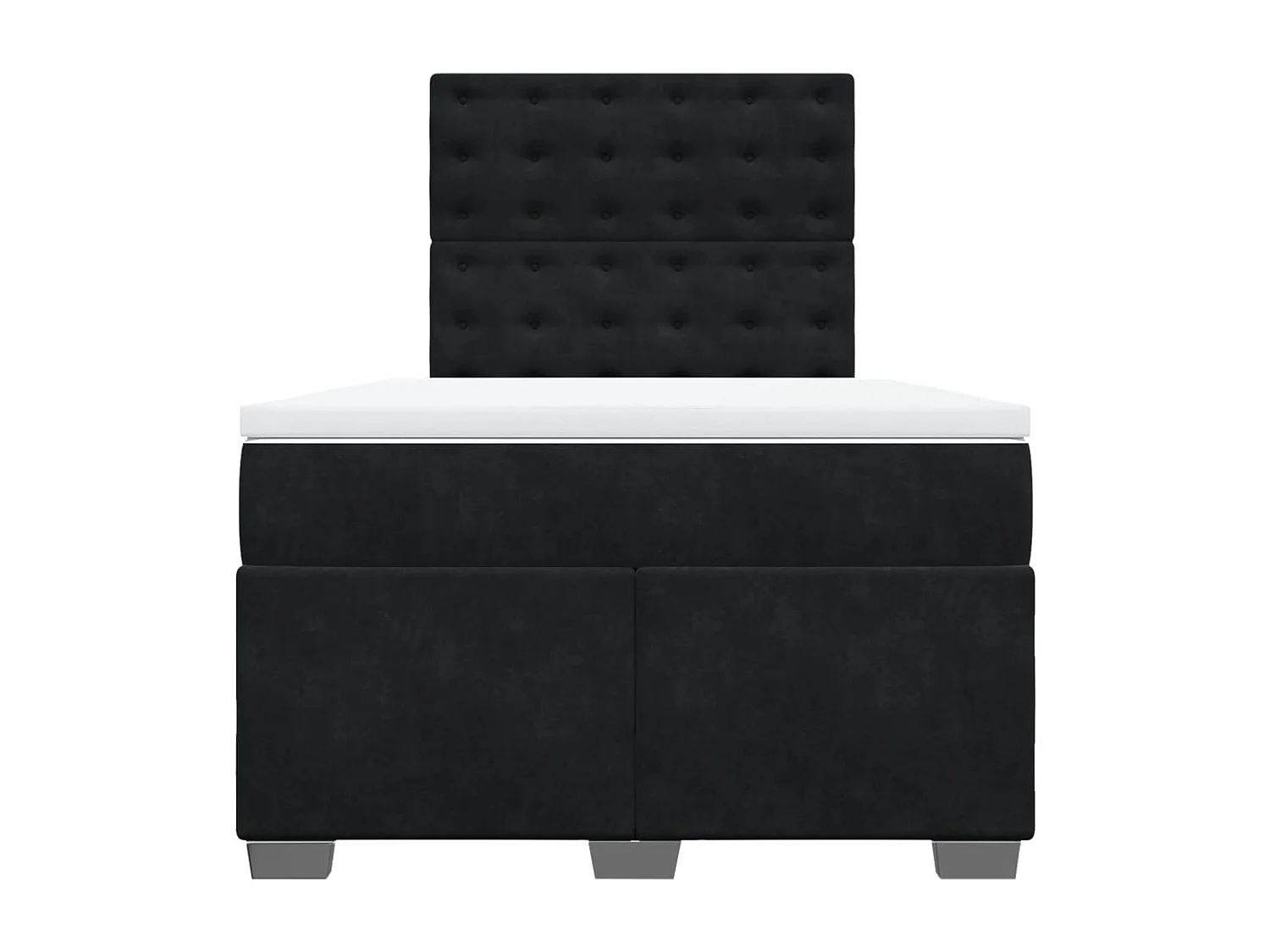 Cama box spring con colchón terciopelo negro 120x190 cm
