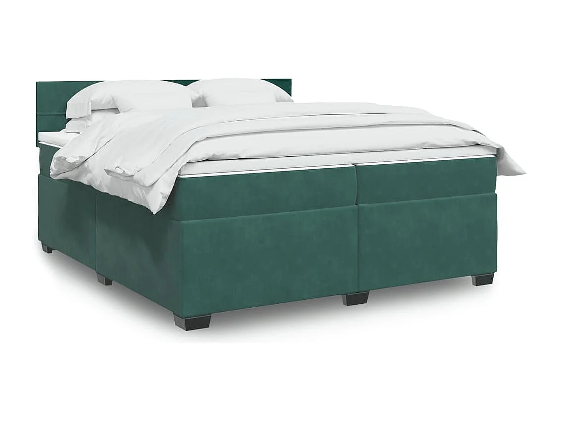 Boxspring met matras fluweel donkergroen 200x200 cm