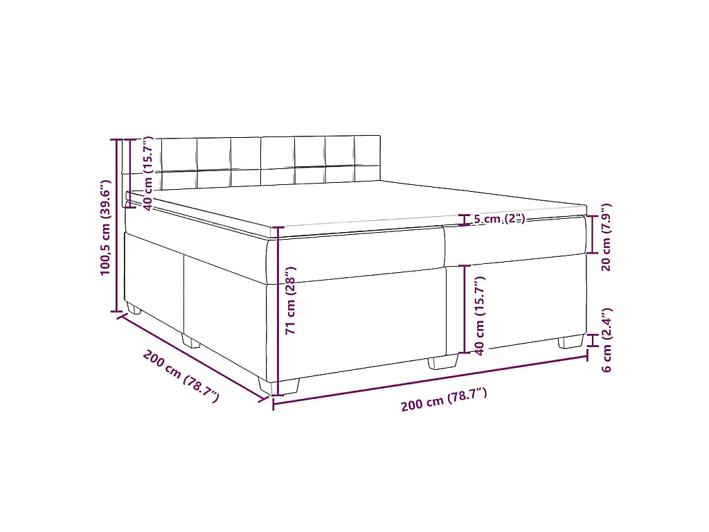 Boxspringbett mit Matratze Dunkelgrün 200x200 cm Samt