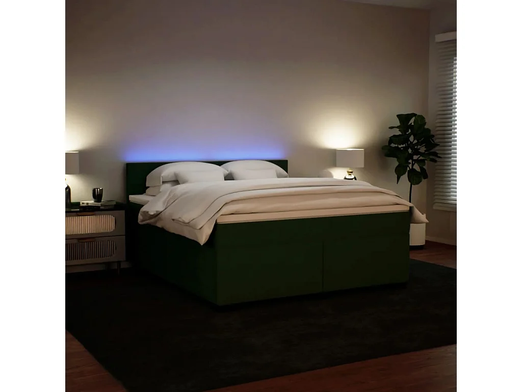Boxspringbett mit Matratze Dunkelgrün 200x200 cm Samt
