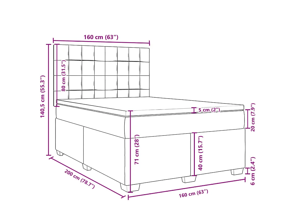 Boxspringbett mit Matratze Dunkelgrau 160x200 cm Stoff