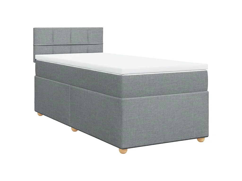 Boxspringbett mit Matratze Hellgrau 100x200 cm Stoff