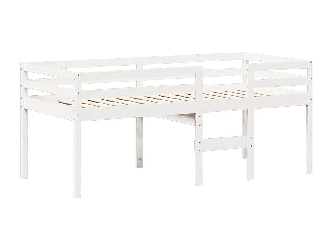 Lit haut sans matelas blanc 90x200 cm bois de pin massif