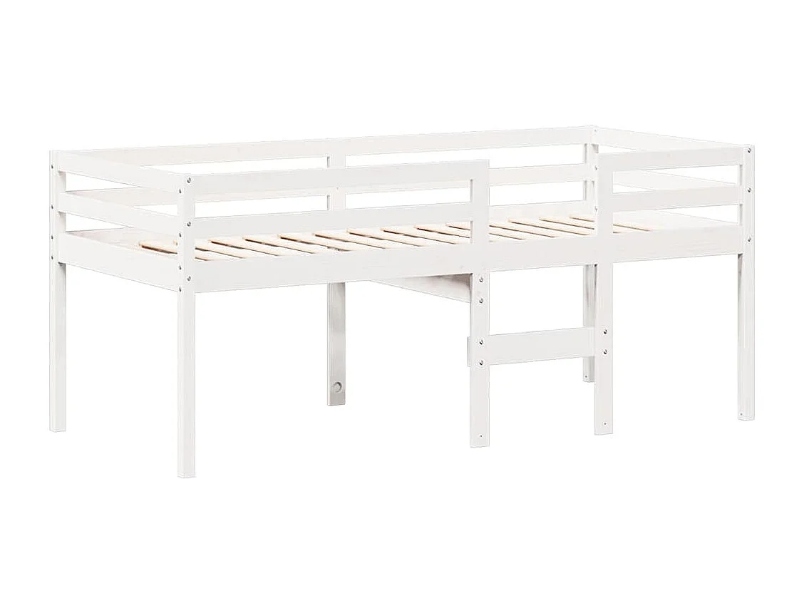 Lit haut sans matelas blanc 90x200 cm bois de pin massif
