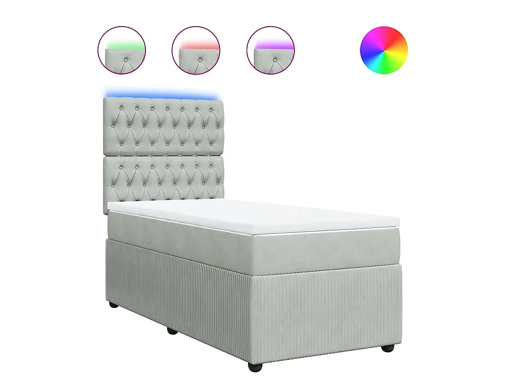 Boxspringbett mit Matratze Hellgrau 90x200 cm Samt