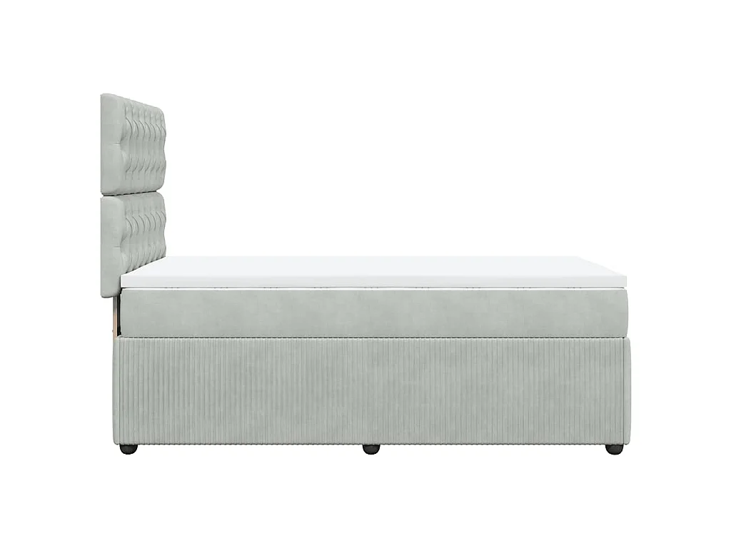 Boxspringbett mit Matratze Hellgrau 90x200 cm Samt