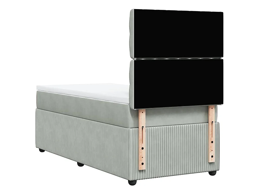 Boxspringbett mit Matratze Hellgrau 90x200 cm Samt