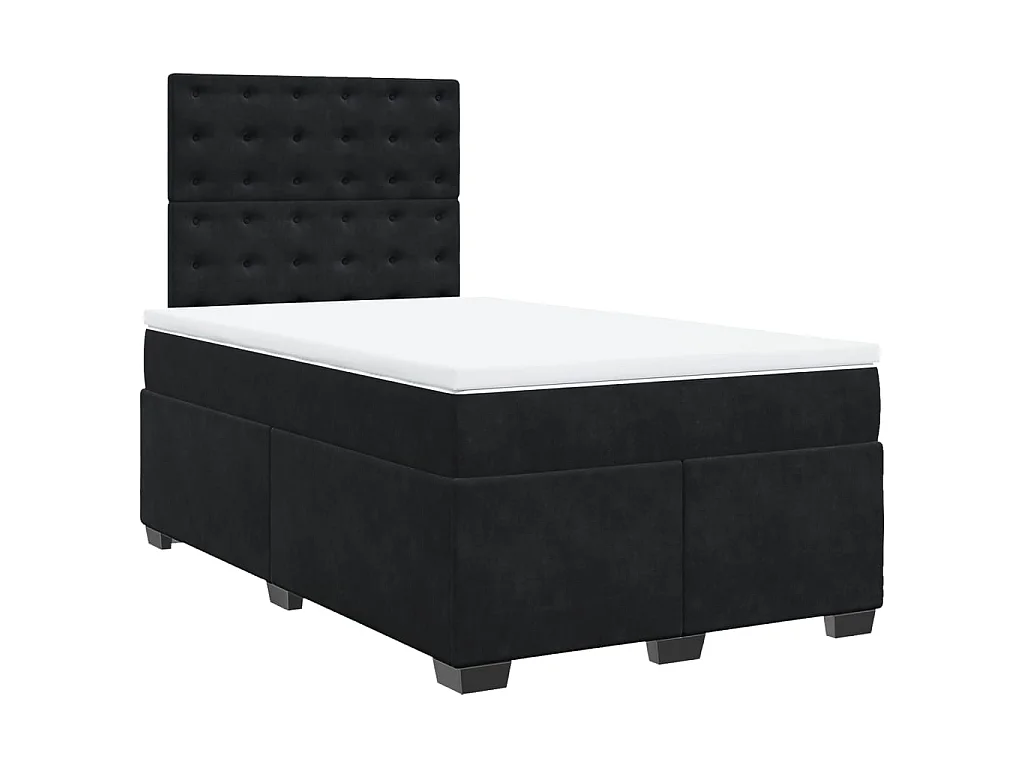 Cama box spring con colchón terciopelo negro 120x200 cm