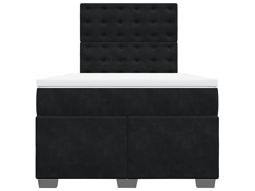 Cama box spring con colchón terciopelo negro 120x200 cm