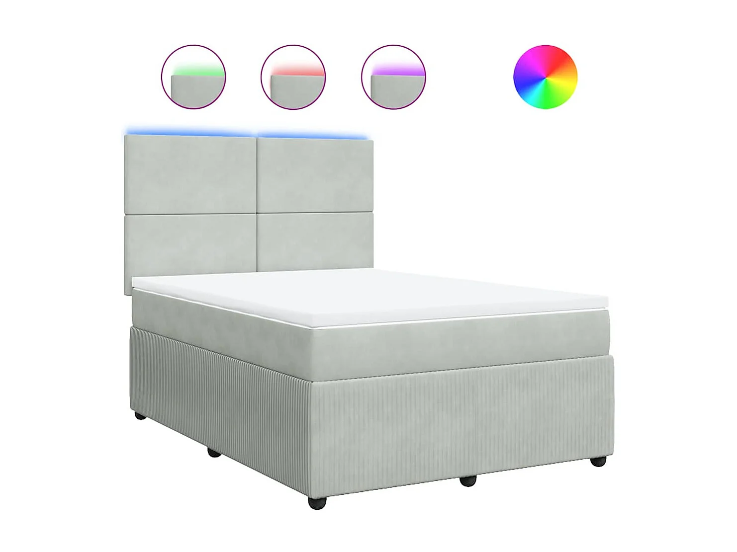 Boxspring met matras fluweel lichtgrijs 160x200 cm