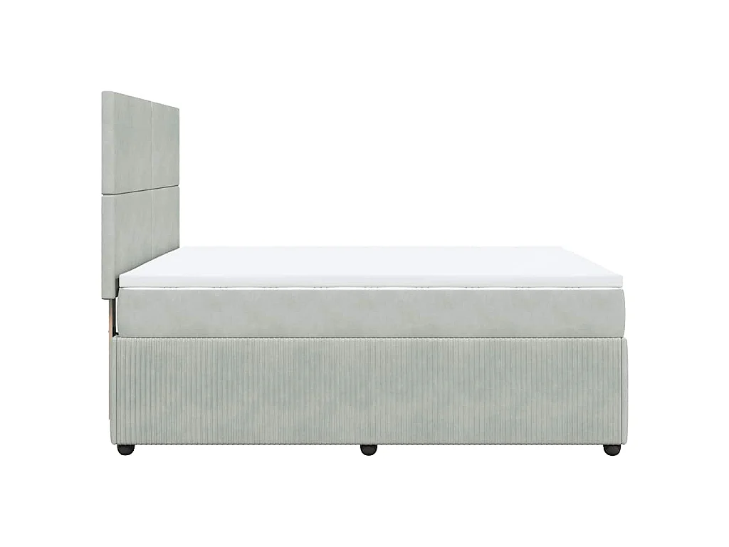Cama com molas/colchão 160x200 cm veludo cinzento-claro