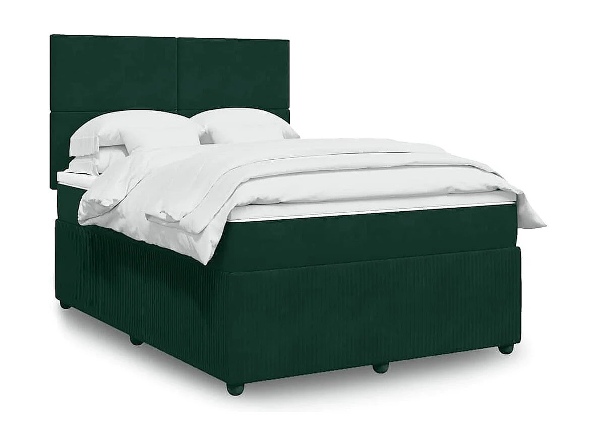Boxspring met matras fluweel donkergroen 160x200 cm