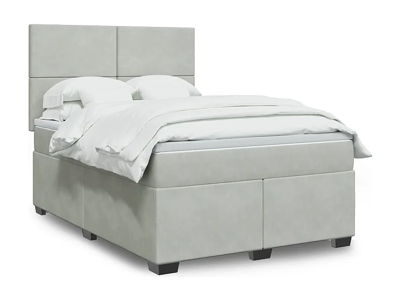 Sommier à lattes de lit et matelas Gris clair 160x200cm Velours