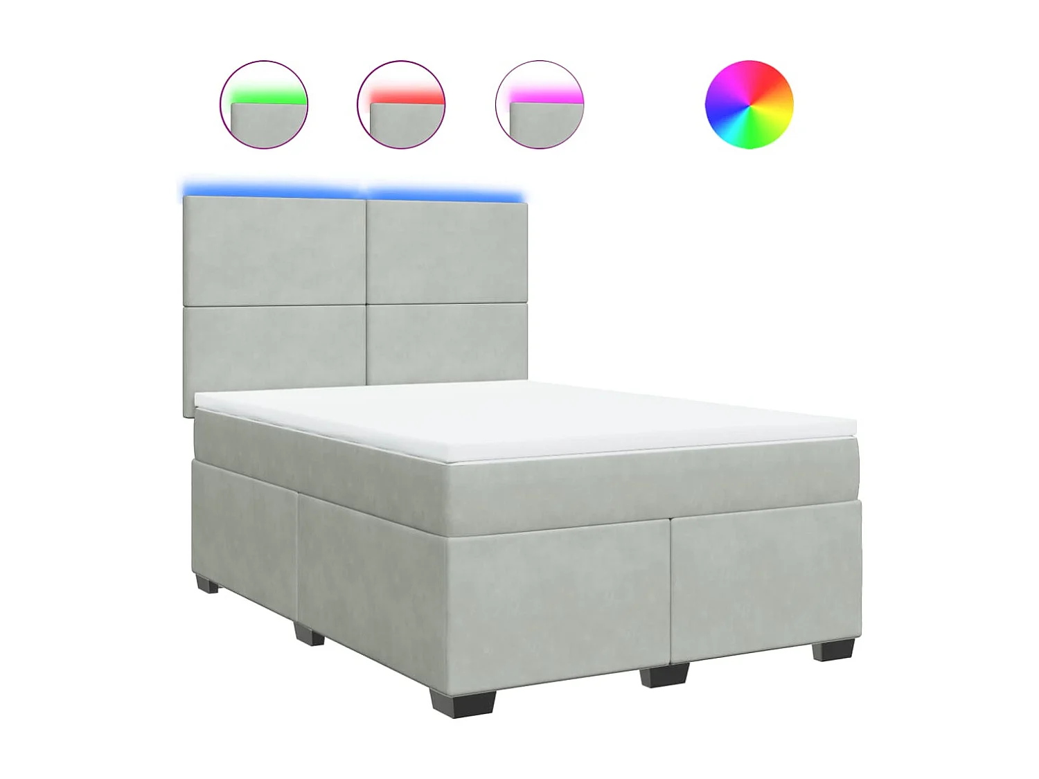 Sommier à lattes de lit et matelas Gris clair 160x200cm Velours