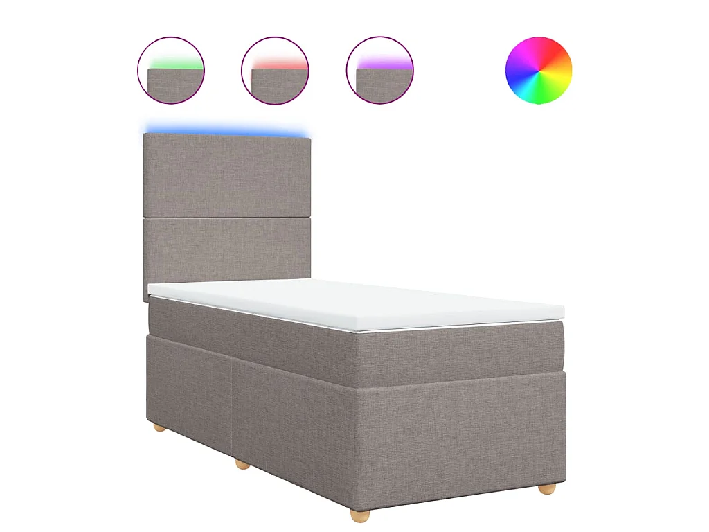 Sommier à lattes de lit avec matelas Taupe 100x200 cm Tissu