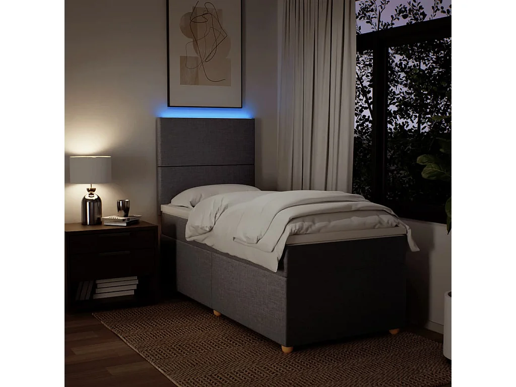 Sommier à lattes de lit avec matelas Taupe 100x200 cm Tissu