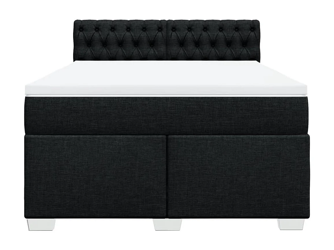 Cama com molas/colchão 160x200 cm tecido preto