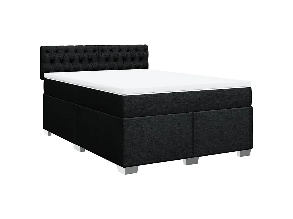 Boxspringbett mit Matratze Schwarz 160x200 cm Stoff