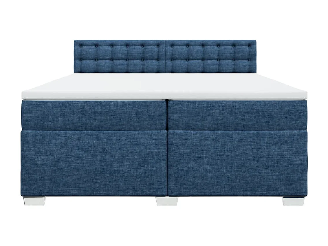 Sommier à lattes de lit avec matelas Bleu 200x200 cm Tissu