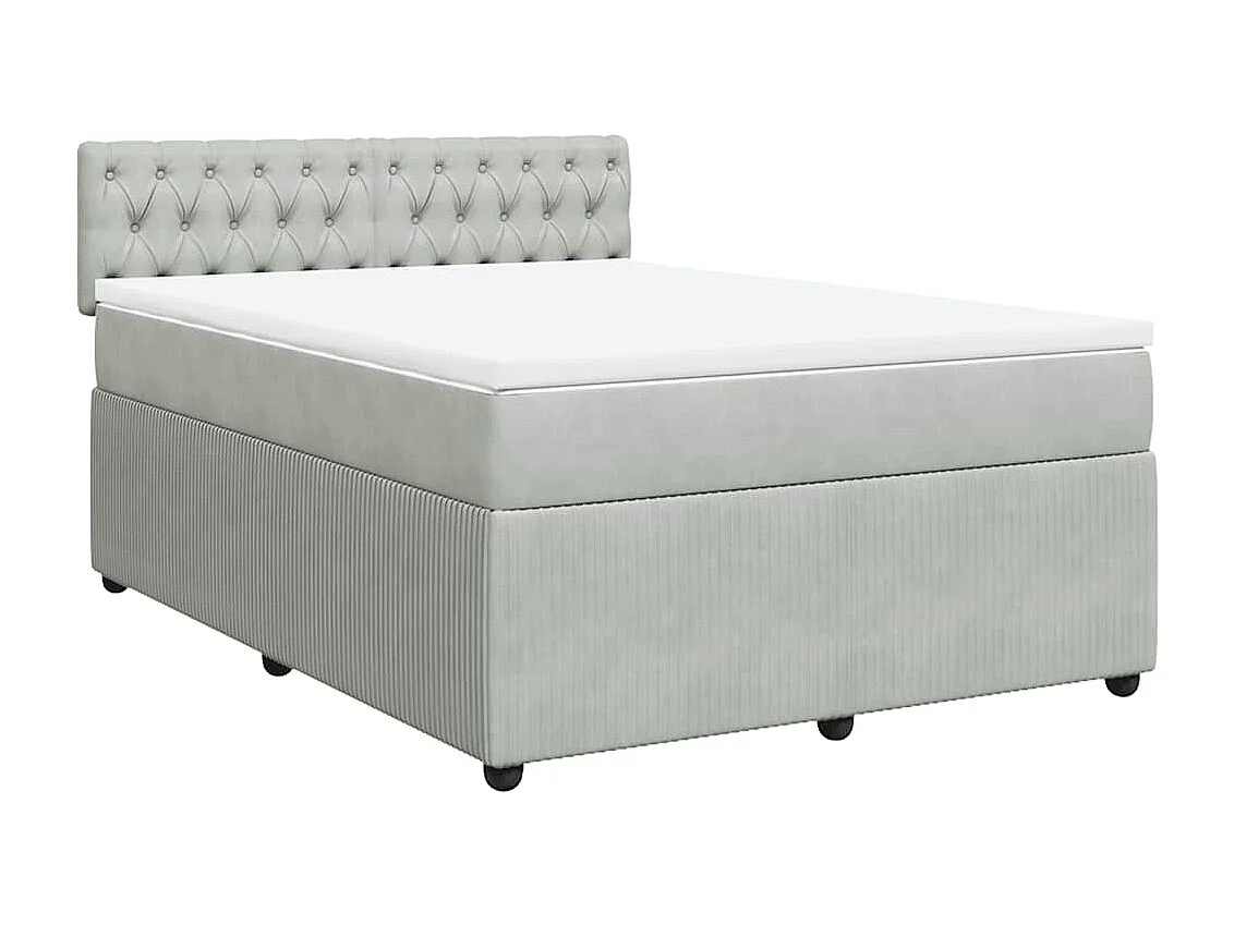 Sommier à lattes de lit et matelas Gris clair 160x200cm Velours