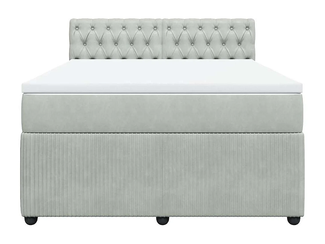 Sommier à lattes de lit et matelas Gris clair 160x200cm Velours