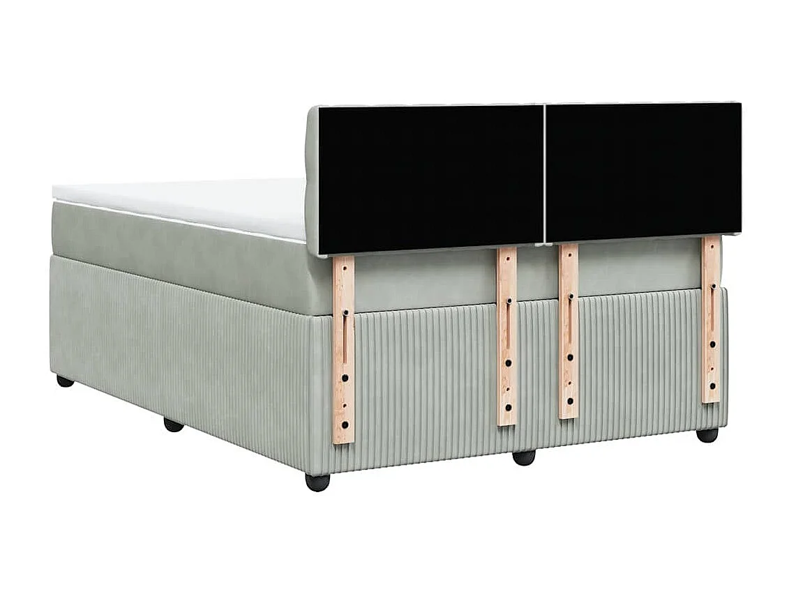 Sommier à lattes de lit et matelas Gris clair 160x200cm Velours